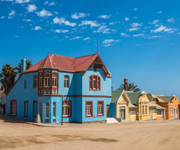 Colorful houses in Luderitz, german style town in Namibia